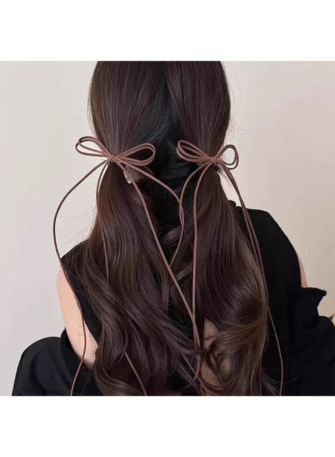 مشابك شعر بلاك فيلفت 2 قطعة، إكسسوارات شعر بتصميم كمانة فراشة وشرابات متدلية وشريط - Image 5